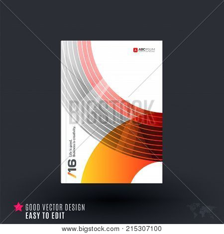 Design of business vector template, brochure, abstract annual report, cover modern layout, flyer in A4 with olourful round circle blend effect, abstract lines for finance, teamwork with background.