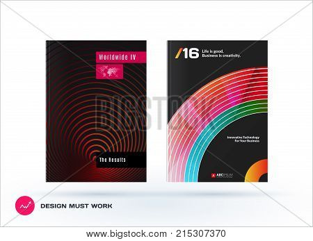 Design of business vector template, brochure, abstract annual report, cover modern layout, flyer in A4 with olourful round circle blend effect, abstract lines for finance, teamwork with background.