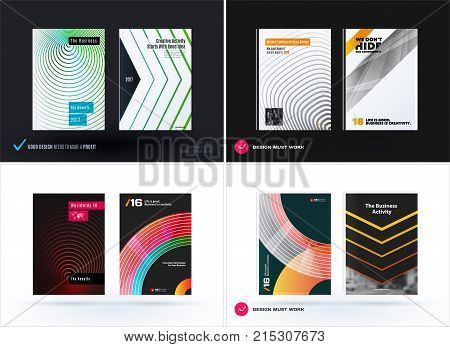 Design of business vector template, brochure, abstract annual report, cover modern layout, flyer in A4 with olourful round circle blend effect, abstract lines for finance, teamwork with background.