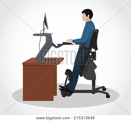 A man working while standing at the computer