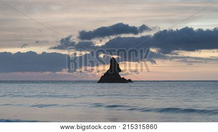 Beautiful Sunrise Landsdcape Of Idyllic Broadhaven Bay Beach On Pembrokeshire Coast In Wales