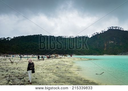 Bandung, Indonesia 2017 - October 2017: Visitors at Kawa Putih, 