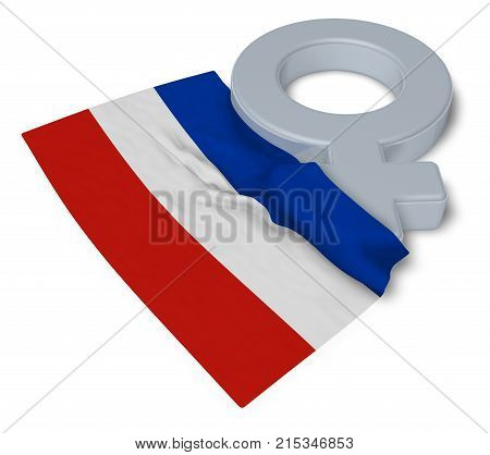 female symbol and flag of schleswig-holstein - 3d rendering