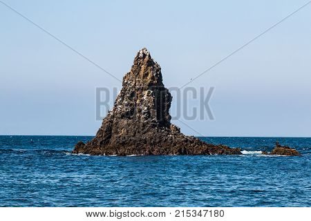A volcanic rock formation at East Anacapa Island in Channel Islands National Park off the coast from Ventura, California.