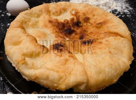nourishing imeretian khachapuri recipe. fatty delicious unhealthy food. georgian cuisine