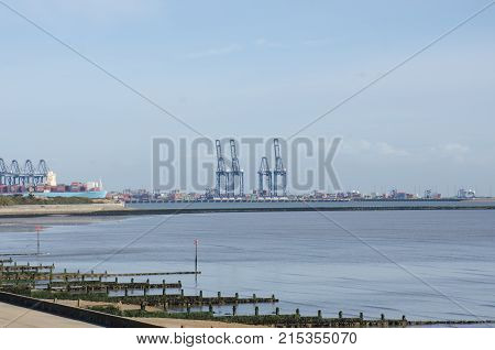 View of Flexistowe from Dovercourt promenade essex