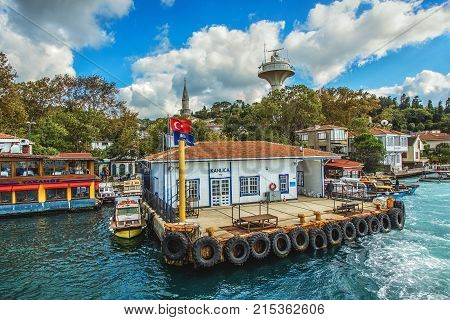 ISTANBUL TURKEY: The Kanlica district on the Asian side of Bosphorus. A lovely district is famous with its fish restaurants and cream yogurt on October 3 2017