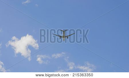 Commercial Passenger Airplane Flying Overhead On Sunny Day. Ultrahd Stock Footage