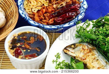 Traditional Thai Set Menu  Grilled mackerel with Neem and Sweet & Sour Tamarind Sauce