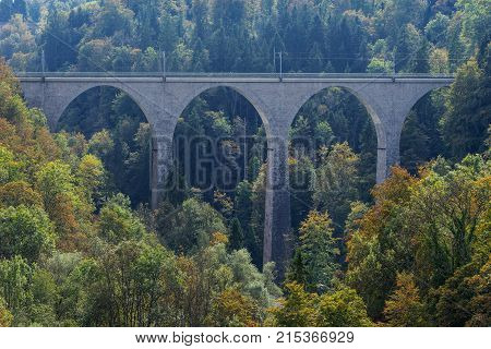 St. Gallen Bridge Trail mountains and peaks landscape background natural environment. Saint Gallen Switzerland Europe