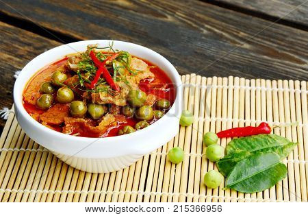 Thai style Red curry with Beef menu or Thai name is panaeng neur