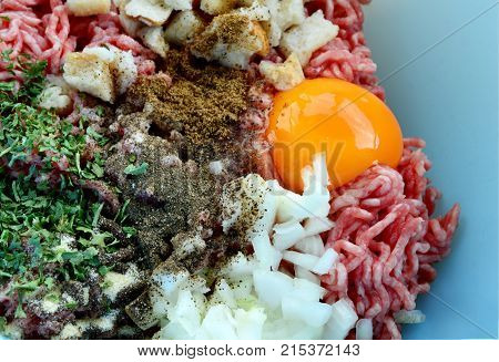 Prepared to make meatloaf European style (German name is Hackbraten or Faschierten Braten)