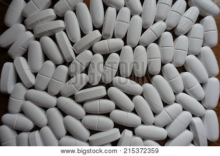 Top View Of Calcium Citrate Tablets On The Table