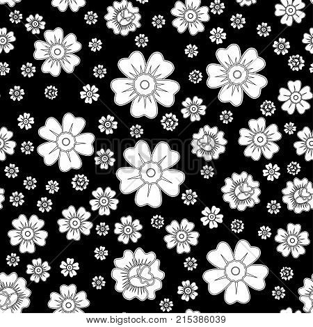 Abstract Seamless Daisy Pattern For Girls, Boys, Clothes. Creative Vector Daisy Background With Flow