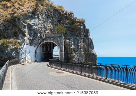 famous picturesque winding road of Amalfi coast, Italy