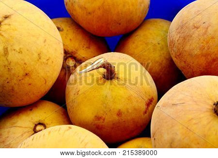 close up from many Fresh Santol in the market
