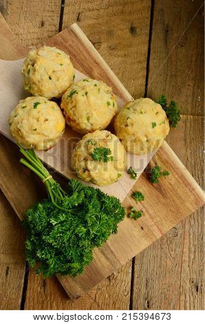 Homemade Fresh Bread dumpling. German name is SemmelknOdel