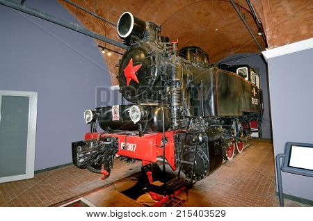 TheSaint-Petersburg.Russia.11.22.2017. Museum of railway transport.It is located near the Baltic station.The main part of the Museum is the large exhibits - locomotives trains and wagons.