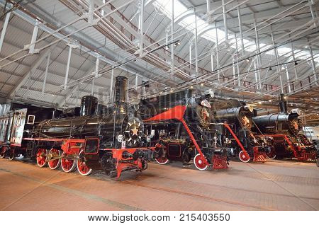 TheSaint-Petersburg.Russia.11.22.2017. Museum of railway transport.It is located near the Baltic station.The main part of the Museum is the large exhibits - locomotives trains and wagons.