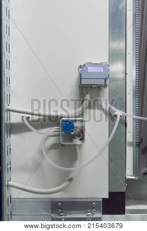 Photo of the display of industrial differential pressure sensor placed on the air handling unit