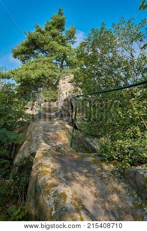 Hiking trail on the Teufelsmauer between Timmenrode and Blankenburg in the Harz National Park