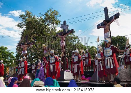 CEBU, PHILIPPINES-MARCH 25, 2016: Siete Palabras, Sugat and Easter Sunday Mass on March 25. 2016. in Cebu Metropolitan Cathedral , Cebu city. Philippines.