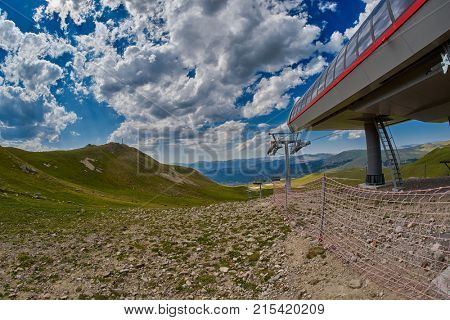 Mountain aerial ropeway in Georgia
