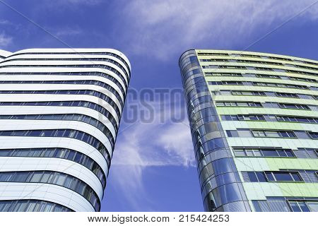 ARNHEM NETHERLANDS - NOVEMBER 26 2016: Modern WTC Arnhem Nijmegen part of the office hotspot at the renovated Station of Arnhem.