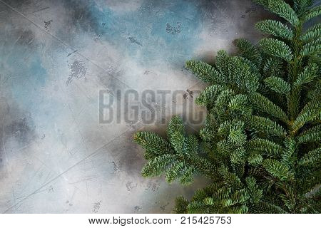Christmas background with efresh vergreen tree banches