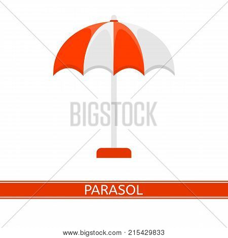 Vector illustration of parasol isolated on white background. Sunshade in flat style. Beach umbrella. Vacations and camping equipment.