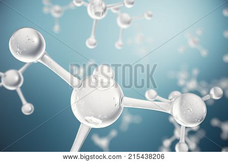 3D illustration molecules. Atoms bacgkround. Medical background for banner or flyer. Molecular structure at the atomic level