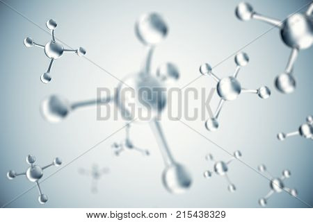 3D illustration molecules. Atoms bacgkround. Medical background for banner or flyer. Molecular structure at the atomic level