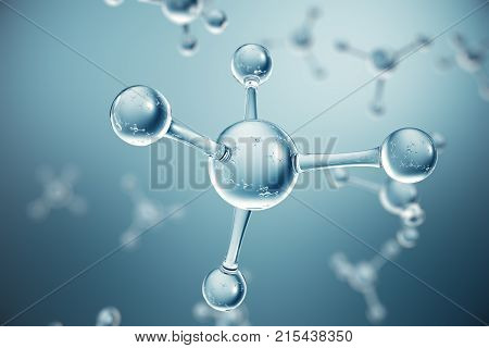 3D illustration molecules. Atoms bacgkround. Medical background for banner or flyer. Molecular structure at the atomic level