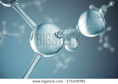 3D illustration molecules. Atoms bacgkround. Medical background for banner or flyer. Molecular structure at the atomic level