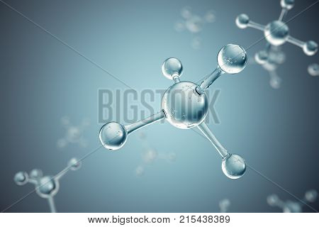 3D illustration molecules. Atoms bacgkround. Medical background for banner or flyer. Molecular structure at the atomic level