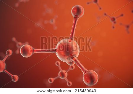 3D illustration Atoms structure. Science or medical background with molecules and atoms. Medical background for banner or flyer. Structure at the atomic level