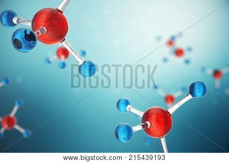 3D illustration molecules. Atoms bacgkround. Medical background for banner or flyer. Molecular structure at the atomic level