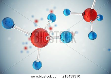 3D illustration molecules. Atoms bacgkround. Medical background for banner or flyer. Molecular structure at the atomic level
