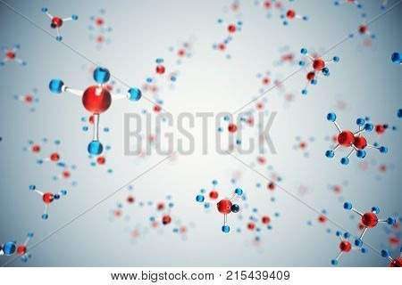 3D illustration molecules. Atoms bacgkround. Medical background for banner or flyer. Molecular structure at the atomic level