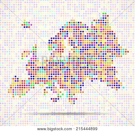 Abstract map of Europe colorful dots. Vector illustration. Eps 10