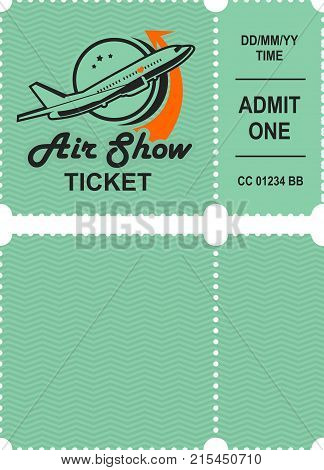 Vector illustration of a ticket countermark to visit an aviation festival festival show with a detachable coupon
