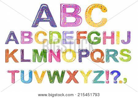 Bubble cartoon of font s . Colorful 3d jelly alphabet for kids. Isolated on white background. Vector illustration