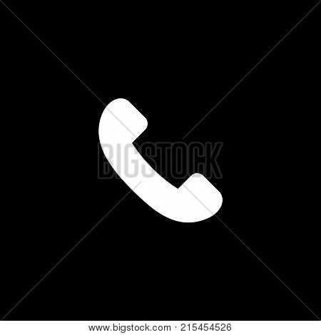 Vector Flat Icon Of Handset On Black Background