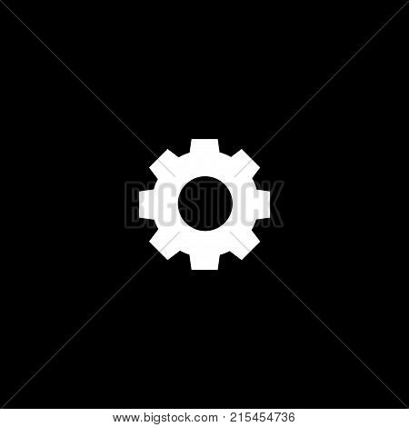 Vector Flat Icon Of Gear On Black Background