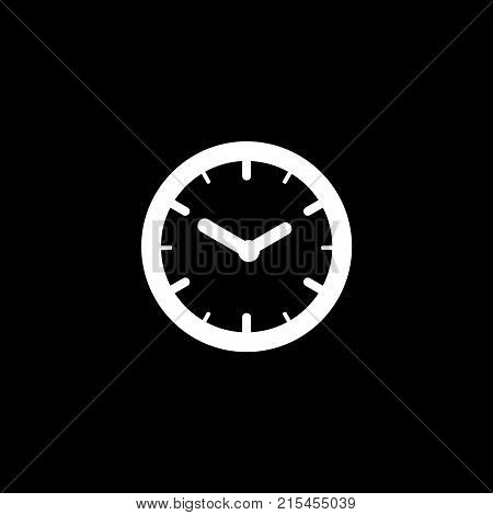 Vector Flat Icon Of Clock On Black Background