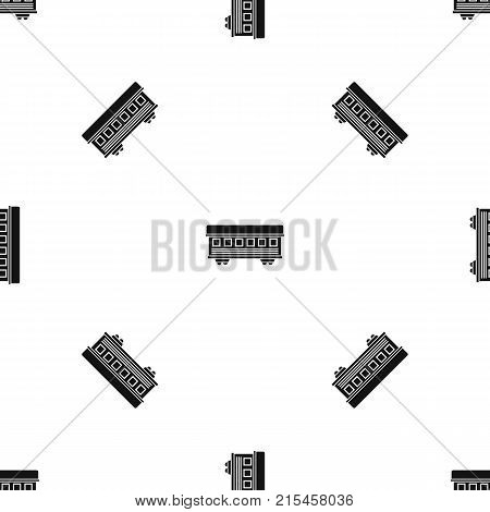 Passenger train car pattern repeat seamless in black color for any design. Vector geometric illustration