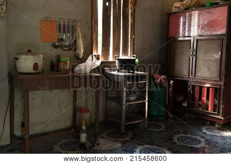 Traditional Thai countryside kitchen in Isaan, Thailand