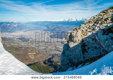 Grenoble viewed from the top of the Vercors mountains