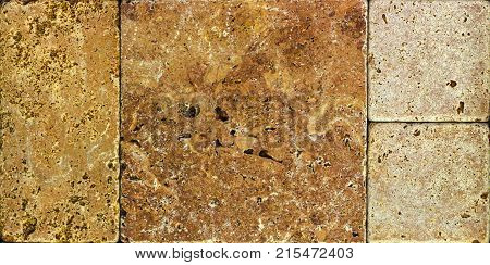Stone wall texture, travertine tiles facing stone background