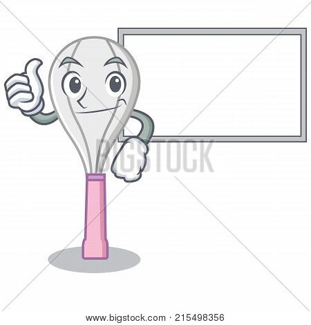 Thumbs up with board whisk character cartoon style vector illustration